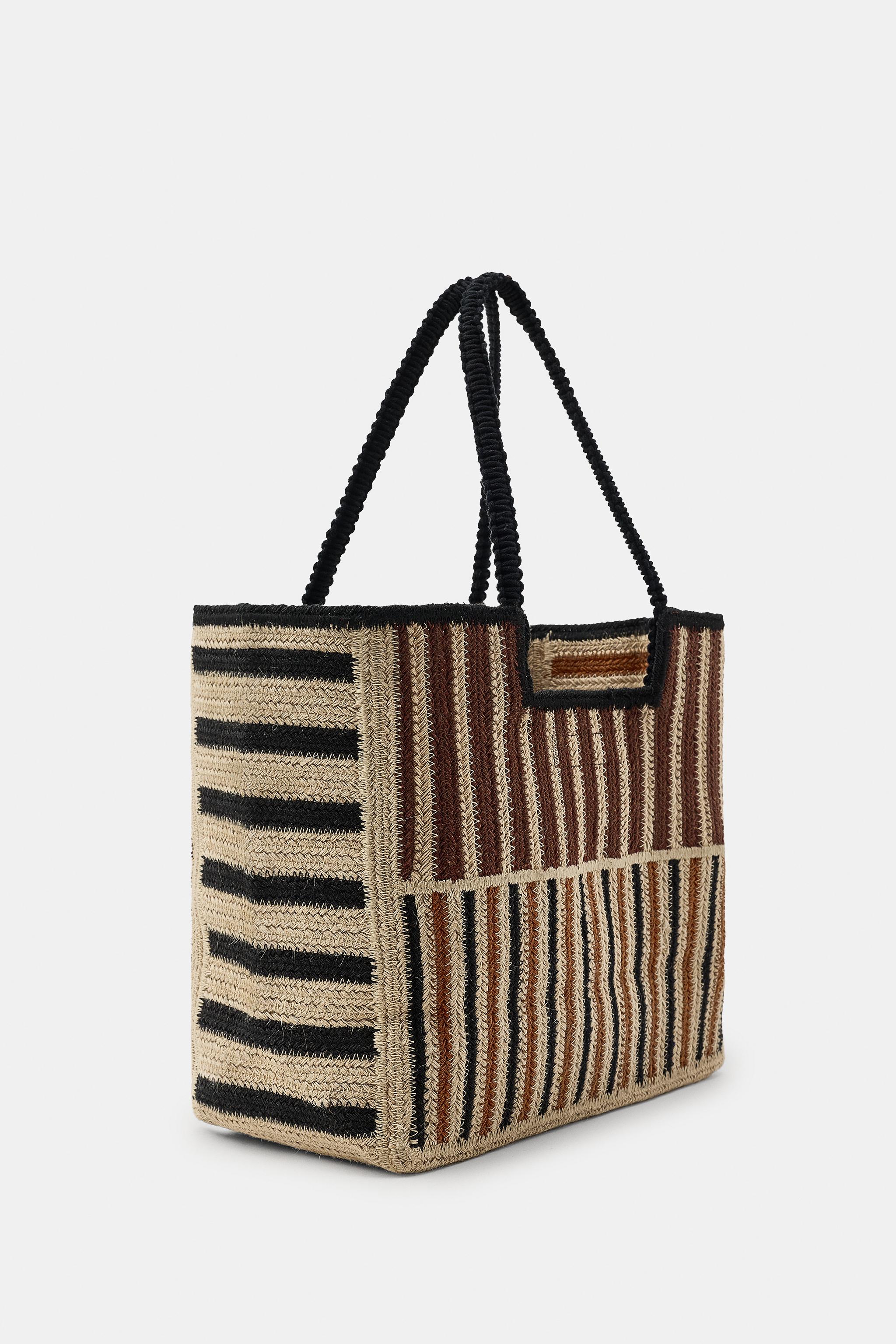 STRIPED WOVEN JUTE BAG